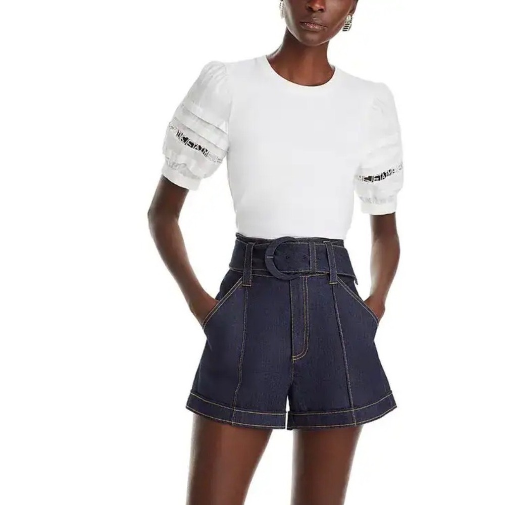 Cinq a Sept Corianna Top White Puff Sleeve Embroidered Eyelet Small